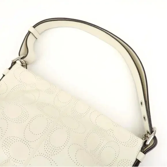 💎✨Authentic✨💎COACH Leather Canvas Hand Bag Shoulder bag White - Picture 2 of 7